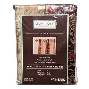 Allen & Roth Cheshire Semi Sheer Curtains 84" Gold Red Floral Living Bed Room